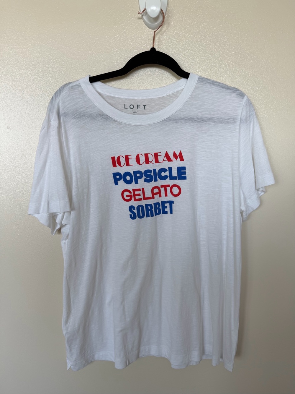 LOFT Red White & Blue Ice Cream Popsicle Gelato Sorbet Graphic Tee